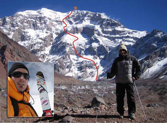 Спускане със ски/параплан по Южната стена на Аконкагуа